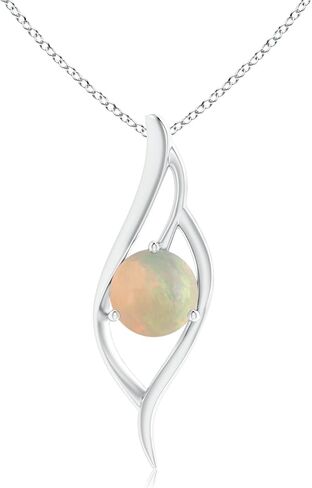 قلادة أنجارا من العقيق الطبيعي للنساء | قلادة Opal Angel Wing Bypass من الذهب الصلب عيار 14 قيراط / الفضة الإسترليني / البلاتين مع سلسلة 18 بوصة | عيد ميلاد أكتوبر، الذكرى السنوية، هدية مجوهرات الأحجار الكريمة in Saudi Arabia