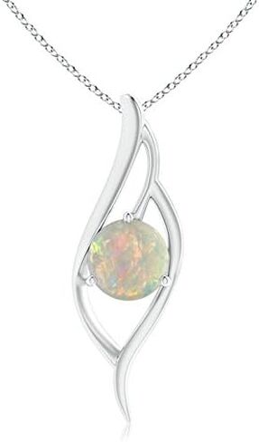 قلادة أنجارا من العقيق الطبيعي للنساء | قلادة Opal Angel Wing Bypass من الذهب الصلب عيار 14 قيراط / الفضة الإسترليني / البلاتين مع سلسلة 18 بوصة | عيد ميلاد أكتوبر، الذكرى السنوية، هدية مجوهرات الأحجار الكريمة in Saudi Arabia