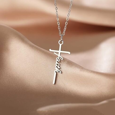 Faith Cross Necklace, Religious Gifts for Women Christian Jewelry Gifts for Teacher Grandma Mom Women in Saudi Arabia