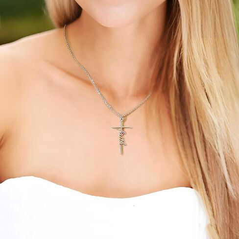 Faith Cross Necklace, Religious Gifts for Women Christian Jewelry Gifts for Teacher Grandma Mom Women in Saudi Arabia