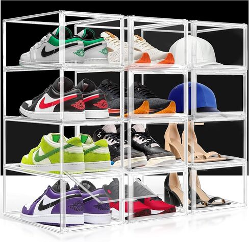 Extra Large 23.6'' Tall Acrylic Display Case, XXXXX-Large Boot & Shoe Boxes 13.8''x12.2 ''x23.6'' Clear Sneaker Box with Magnetic Door Dustproof Display Box Showcase for Helmet,Trophy, Collectible in Saudi Arabia