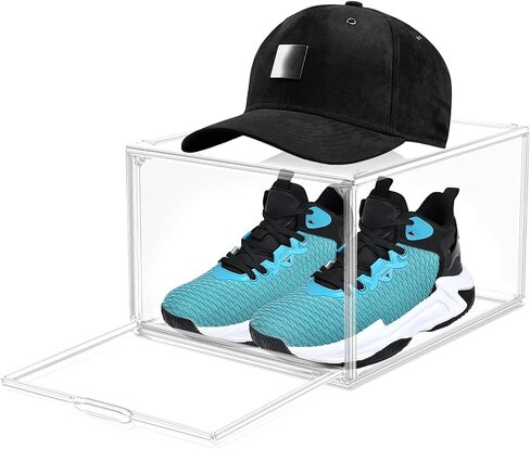 Extra Large 23.6'' Tall Acrylic Display Case, XXXXX-Large Boot & Shoe Boxes 13.8''x12.2 ''x23.6'' Clear Sneaker Box with Magnetic Door Dustproof Display Box Showcase for Helmet,Trophy, Collectible in Saudi Arabia