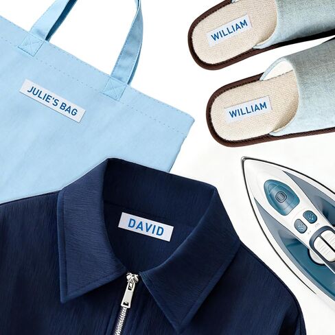 SUPVAN G15M Series Iron-On Fabric Labels for Thermal Transfer, 0.59'' W × 9.8' L, Ideal for Clothing Name Tags in Schools, Daycare & Nursing Homes, Workplaces,Blue on White in Kuwait