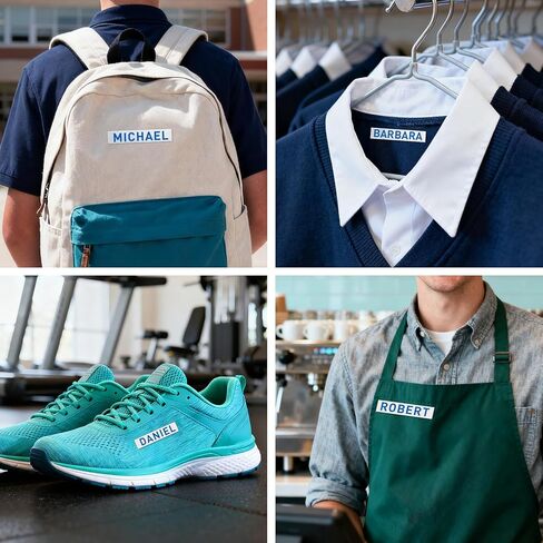 SUPVAN G15M Series Iron-On Fabric Labels for Thermal Transfer, 0.59'' W × 9.8' L, Ideal for Clothing Name Tags in Schools, Daycare & Nursing Homes, Workplaces,Blue on White in Kuwait