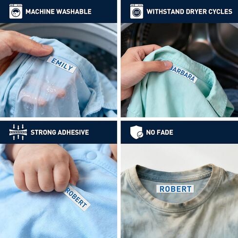 SUPVAN G15M Series Iron-On Fabric Labels for Thermal Transfer, 0.59'' W × 9.8' L, Ideal for Clothing Name Tags in Schools, Daycare & Nursing Homes, Workplaces,Blue on White in Kuwait