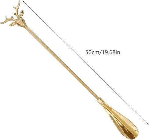 JITUIHOM Brass Metal Long-Handled Shoehorn, 18.5 Inches Ideal For Seniors, Home Use, Or Gifting(50 cm) in Saudi Arabia