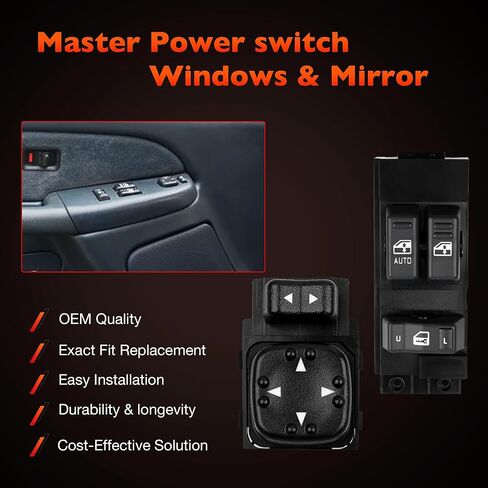 Power Window Switch Driver Side Window & Door Lock & Mirror Switch | Fit for 2000-2002 Chevy Silverado GMC Sierra 1500 2500 3500 2-Door | Replaces# 15047637, 15045085 in Saudi Arabia