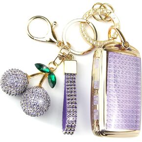 Sparkly Key Fob Cover with Cherry Keychain, Bling TPU Smart Key Case for Women, Compatible with Mazda 3 6,CX-30 CX-5 CX-50 CX-60 CX-70 CX-90, MX-5 Miata (Gold Pink) in Saudi Arabia