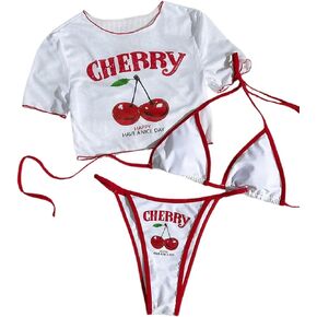 HYPERFIRE 3 Piece Swimsuit for Women American Flag Halter Triangle Bikini Set with Mesh Cover Up Tops in Saudi Arabia