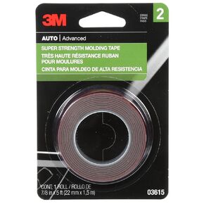 3M Super Strength Molding Tape 03615, 7/8 in x 5 ft Roll – Automotive Grade Double-Sided Attachment Tape for Permanent Car Trim, Moldings and Emblems, Weather-Resistant Adhesive, No Tools Required in Kuwait
