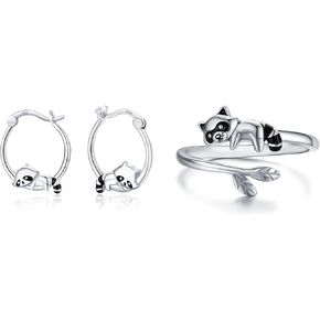 Raccoon Hoop Earrings and Raccoon Ring Jewelry Gifts for Women in Saudi Arabia