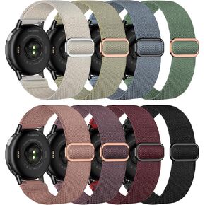 8 Pack Stretchy Nylon Compatible with Garmin Vivoactive 6 Watch Bands/Vivoactive 5/Forerunner 165/55, 20mm Soft Elastic Fabric Strap for Garmin Venu Sq 2 Women Men Adjustable Replacement in Kuwait