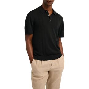 قميص بولو منسوج مضلع من الحرير Onia-Solid-Black-M in Kuwait