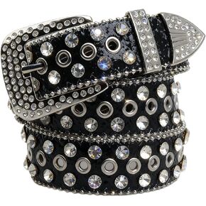 Unisex belt, hip-hop punk style with inlaid rhinestones, extended length in Kuwait