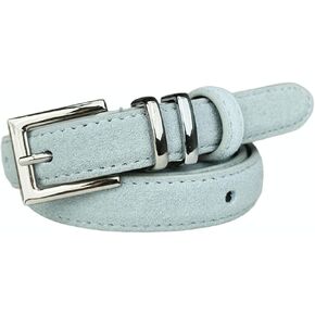 Women's Skinny Belt with Silver Buckle, 0.78" Fashion Thin Suede Leather Belts for Pants Jeans Dresses Coats in Saudi Arabia