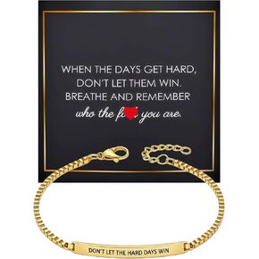 Dont Let The Hard Days Win Chain Bracelet For Women, Motivational Card Gift Stainless Steel Inspirational Band Engraved Words Jewelry in Saudi Arabia