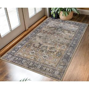 kozyfly العداءين للممرات 2x6 البيج عداء البساط عدم الانزلاق لينة المطبخ عداء السجاد، المطبوعة الأزهار التقليدية عداء السجاد لمدخل الحمام الغسيل غرفة نوم بهو in Kuwait