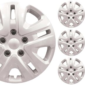 غطاء عجلة سيارة معدني فضي عالمي مقاس 17 بوصة/مجموعة Hubcap | أداة بديلة | مجموعة من 4 | مناسب عالمي لحواف المخزون الأساسية مقاس 17 بوصة in Kuwait