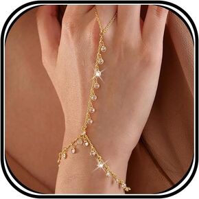 Gold Hand Chain Bracelet for Women Ring Bracelet Hand Chain Dainty Bracelets Statement Jewelry Gifts for Wedding Party Daily Wear in Kuwait