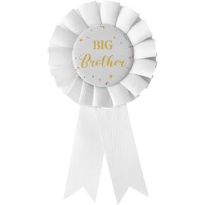 Big Brother Pin - White Ribbon Baby Shower Button Badge, Gift for Little Boys | Party Celebration Decoration 1pc (SH-2) in Saudi Arabia