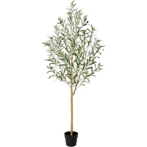 شجرة زيتون صناعية بطول 7 أقدام من بيلكات مع صندوق خشبي حقيقي، شجرة زيتون صناعية 84 بوصة مع فواكه نابضة بالحياة وأوراق حرير، شجرة زيتون وهمية داخلية لغرفة المعيشة وغرفة النوم والمكتب in Kuwait