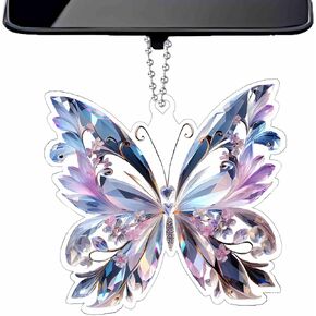 Crystal Butterfly car Accessories for Women, Butterfly car Rear View Mirror Charm Hanging Decoration Accessories Pendant, Cute Purple Aesthetic Decor Gifts Interior Ornament Truck Christmas for Men in Kuwait