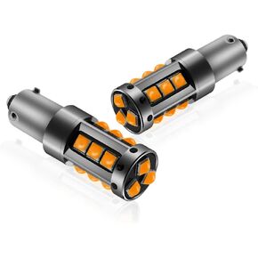 H21W BAY9S LED Bulb,AC/DC 9-30V 1200LM CANBUS Error Free 15-SMD 3030 Chip 64136 LED Light Bulb for Car Interior Dome Map Door Courtesy License Plate Lights.2-Pack. (H21W BAY9S, Amber/Yellow) in Kuwait