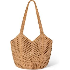 حقائب شاطئ كروشيه للنساء، حقيبة شبكية للشاطئ، حقيبة كتف جمالية للعطلات الصيفية بوهو هوبو in Kuwait