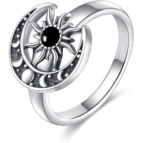 Sun and Moon Ring 925 Sterling Silver Moon Sun Ring Birthstone Jewelry Gift for Women in Saudi Arabia