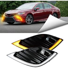 ضوء تشغيل نهاري LED متوافق مع Toyota Camry SE XSE 2018 2019 2020 بديل لإطار غطاء ضوء الضباب الأمامي يضيف وظيفة كمصباح إشارة الانعطاف الكهرمان الأبيض DRL in Kuwait