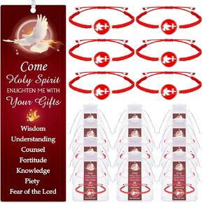 Supervitae 24 Pcs/ 12 Sets Confirmation Bookmark Holy Spirit Dove Bracelet Gift Bulk, Include 12 Holy Spirit Christian Bookmarks 12 Pentecost Adjustable Cord for Church Party Favors Women Men Gift in Kuwait