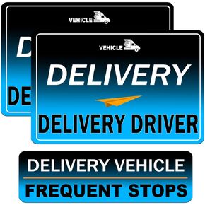 Delivery Driver Magnet for Car - 3-Pack Frequent Stops Removable Magnet Set - Reflective Delivery Magnetic Car Door and Bumper Sig (Blue-3) in Kuwait
