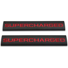 2X Metal Supercharged Logo Car Emblem Premium Auto Badge Rear Trunk Sticker Side Fender Decal (Black&Red) in Saudi Arabia