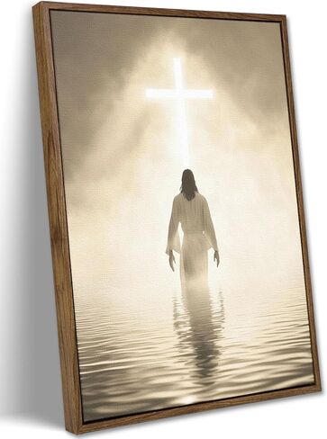 VXGMYPGZ Framed Jesus Canvas Wall Art – Christian Cross Religious Pictures Wall Decor, Faith Inspired Divine Light Artwork for Prayer Room Church Home (8x10in) in Saudi Arabia