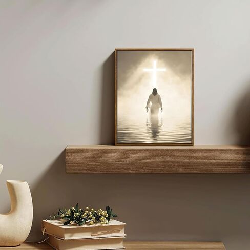VXGMYPGZ Framed Jesus Canvas Wall Art – Christian Cross Religious Pictures Wall Decor, Faith Inspired Divine Light Artwork for Prayer Room Church Home (8x10in) in Saudi Arabia