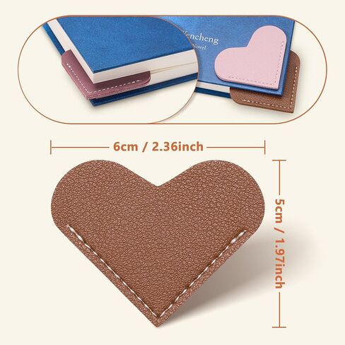 8 Pcs Leather Heart Bookmarks, Bookmarks for Women, Cute Heart Bookmark Corner, Book Marks for Teachers Students School Office Home Supplies in Kuwait