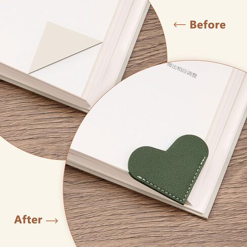 8 Pcs Leather Heart Bookmarks, Bookmarks for Women, Cute Heart Bookmark Corner, Book Marks for Teachers Students School Office Home Supplies in Kuwait