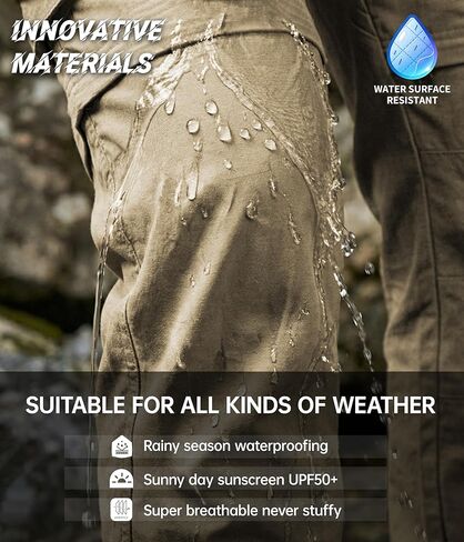NATUVENIX Men's Hiking Convertible Pants, Zip Off Lightweight Quick Dry Water Resistant Cargo for Travel Fishing in Saudi Arabia