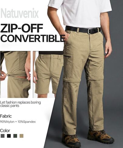 NATUVENIX Men's Hiking Convertible Pants, Zip Off Lightweight Quick Dry Water Resistant Cargo for Travel Fishing in Saudi Arabia