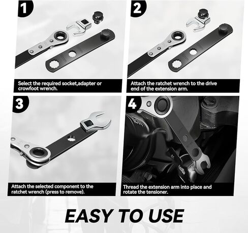 Auto Dynasty Serpentine Belt Tool Kit, 13PCS Belt Tensioner Tool, Removal and Installation Tool Set with Ratcheting Wrench, Crowfoot Wrenches, Socket Adapters, 19 mm, 5/8'' Ratchet Drive in Saudi Arabia
