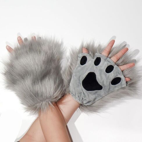 5pcs Wolf Fox Tail Clip Ears and Gloves Set Halloween Christmas Fancy Party Costume Toys for Women Men in Kuwait