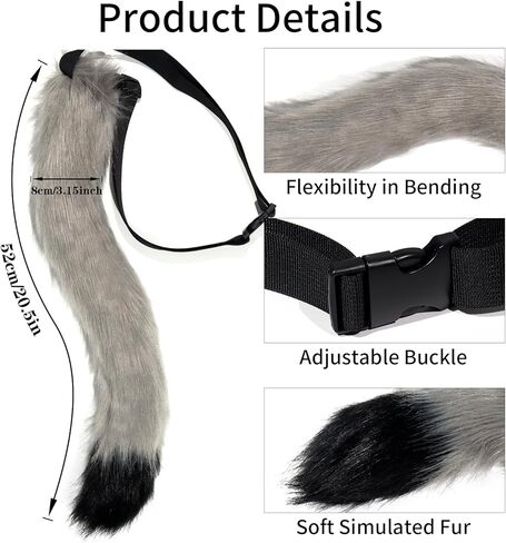 5pcs Wolf Fox Tail Clip Ears and Gloves Set Halloween Christmas Fancy Party Costume Toys for Women Men in Kuwait