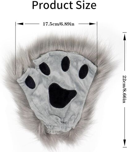 5pcs Wolf Fox Tail Clip Ears and Gloves Set Halloween Christmas Fancy Party Costume Toys for Women Men in Kuwait