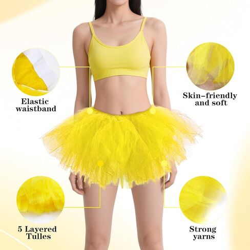 2pcs Tutus for Women Adult Set, 5 Layered Tutu Tulle Skirt with Socks & Sunglasses for Ballet Dance Halloween Birthday Party in Saudi Arabia