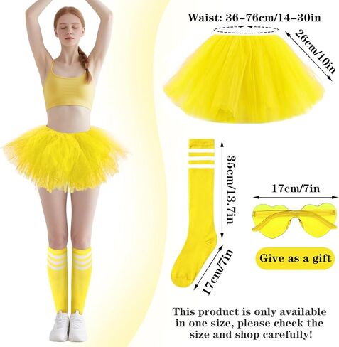 2pcs Tutus for Women Adult Set, 5 Layered Tutu Tulle Skirt with Socks & Sunglasses for Ballet Dance Halloween Birthday Party in Saudi Arabia