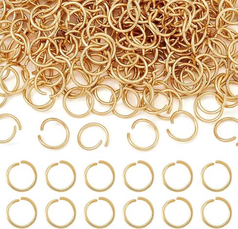 200Pcs Real 24K Gold Plated Stainless Steel Open Jump Rings 18 Gauge 6x1mm Metal Connectors Rings for DIY Jewelry Crafting Keychain Accessories in Saudi Arabia