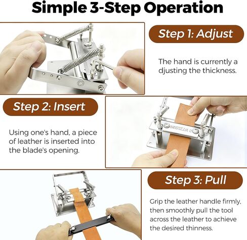 Leather Skiver, Leather Splitter with Pulling Handle,Skiving Machine for Belts, Wallets, Bags & DIY Craft, 3" Width, Aluminum Alloy Build, Black in Kuwait