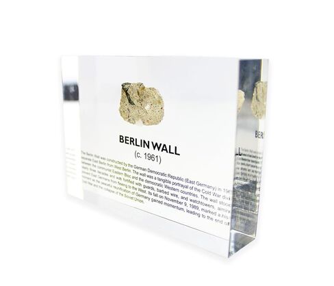 Authentic Berlin Wall Artifact Display, Encased in Crystal-Clear Lucite Acrylic, Handmade in The USA, Iconic Cold War Relic, for Display or Education Purposes, Historical Piece from The Berlin Wall in Saudi Arabia