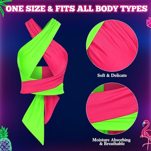 Neon Womens Ribbed Halter Crop Top Ruched Lace up Cropped Criss Cross Wrap Tie Tight Tank Top for 80's Party in Saudi Arabia