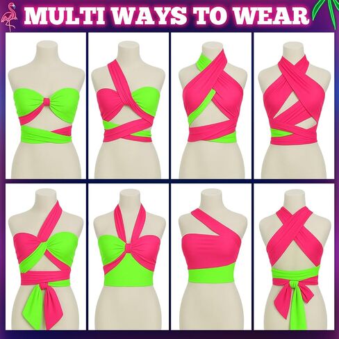 Neon Womens Ribbed Halter Crop Top Ruched Lace up Cropped Criss Cross Wrap Tie Tight Tank Top for 80's Party in Saudi Arabia